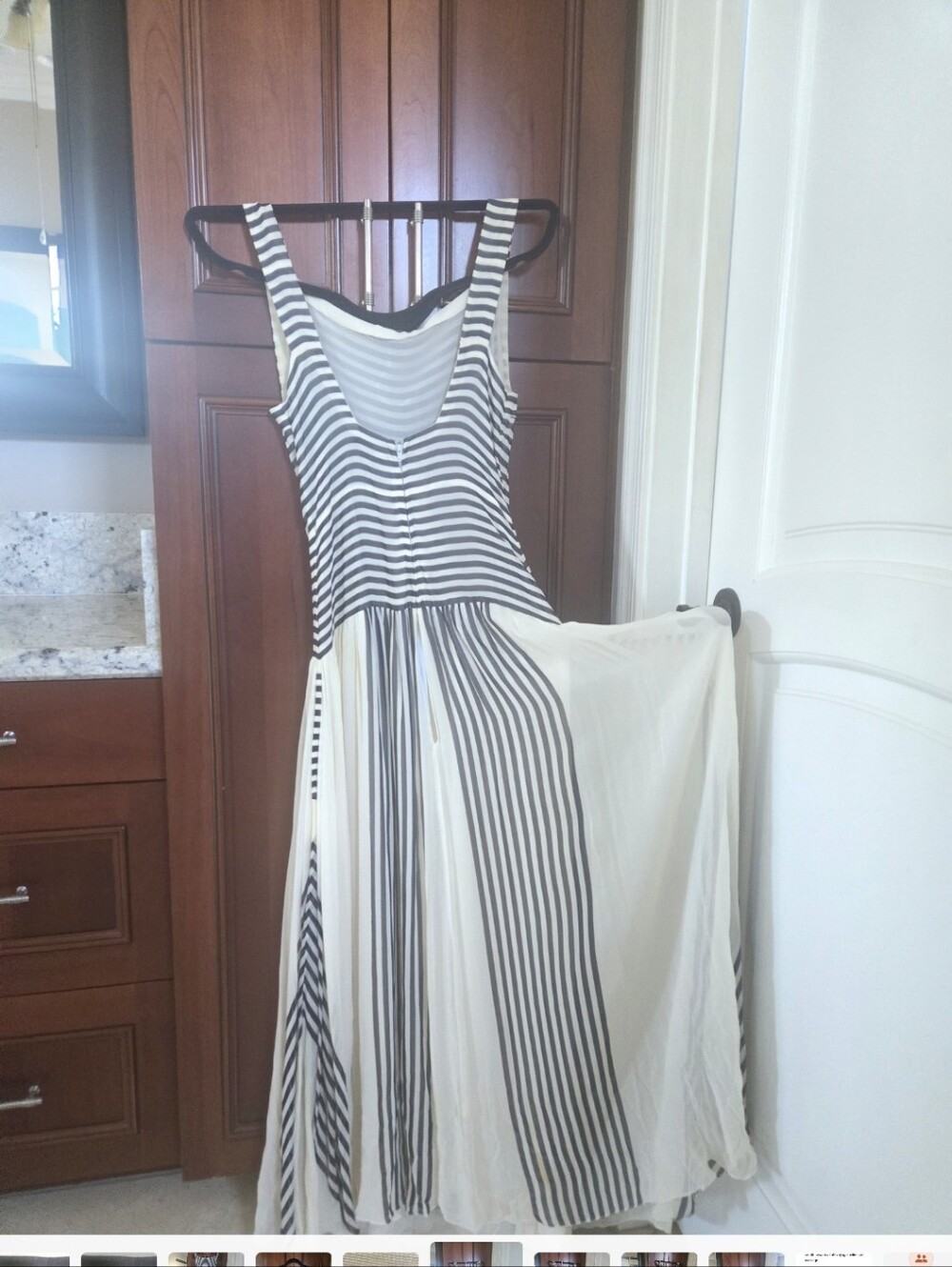 CHANEL Black & White Striped Sleeveless Maxi Dress - Picture 4 of 9